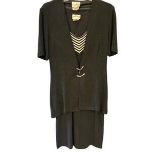 Joseph Ribkoff Black White Jacket, Tank, Skirt Set Size 8